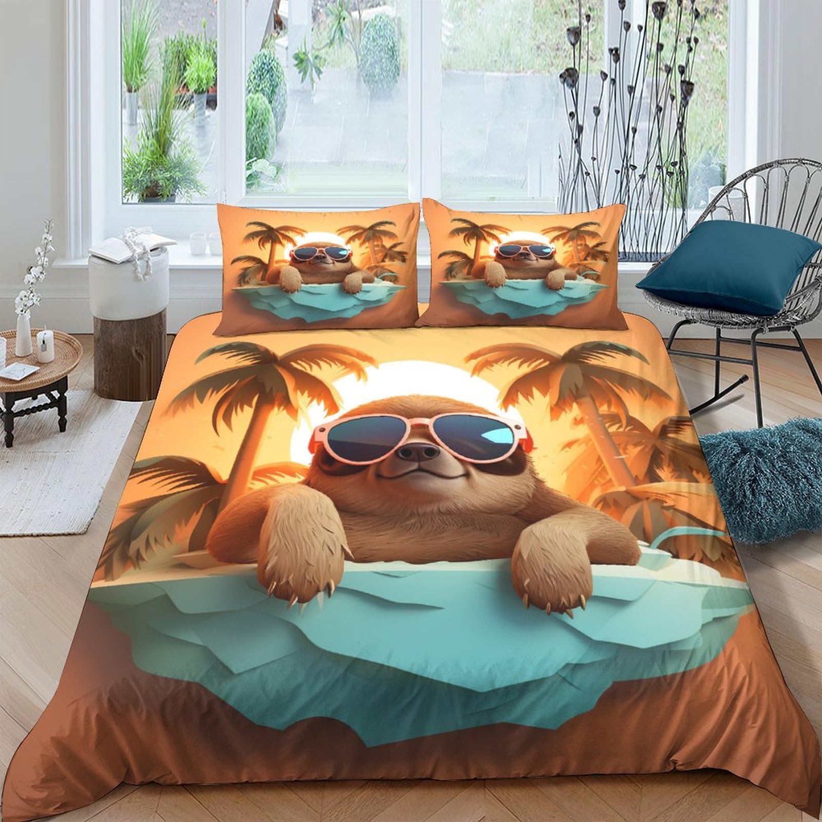 Housse de couette loutre anti-plis en microfibre douce lit double