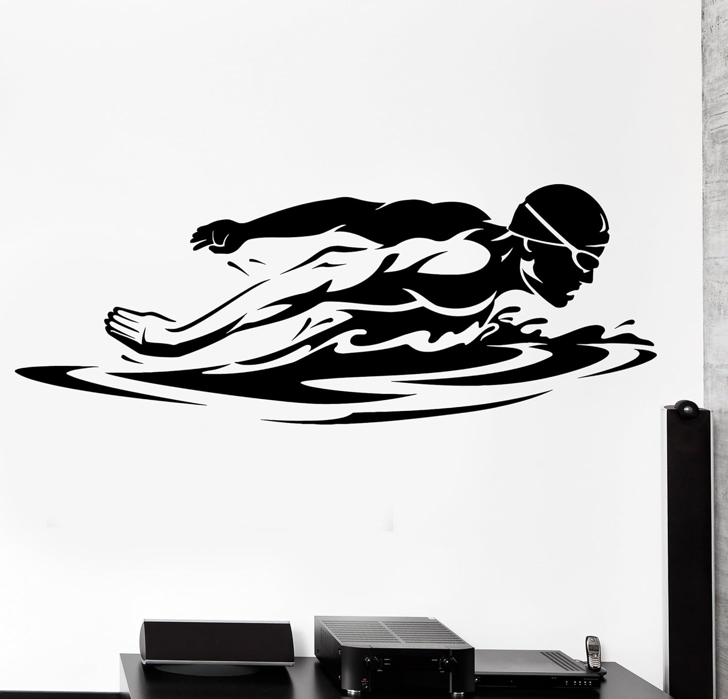 Wall Sticker Sport Swim Swimming Swimmer Butterfly Stroke (z2985) Dark Blue