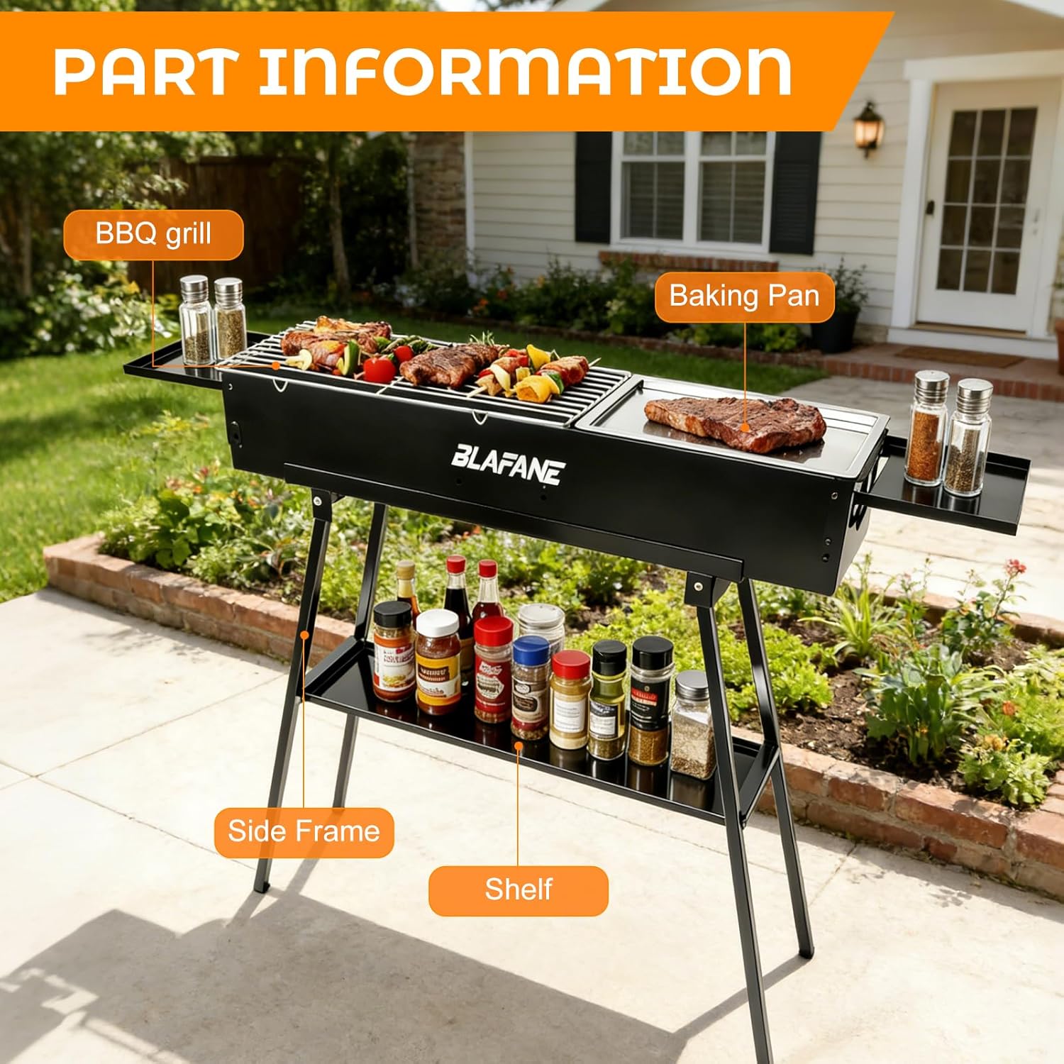 Portable Charcoal Grills, Foldable Hibachi BBQ Grills with Sturdy Construction for Camping, Backyard, Picnic, Travel Outdoor Cooking (31.6x7.1x5.1 inch), Black