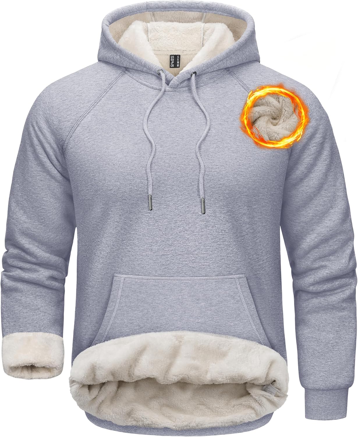 Cavva Men's Sherpa Hoodie Heavyweight Fleece Lined Thick Winter Thermal Athletic Sweatshirt with Kangaroo Pocket