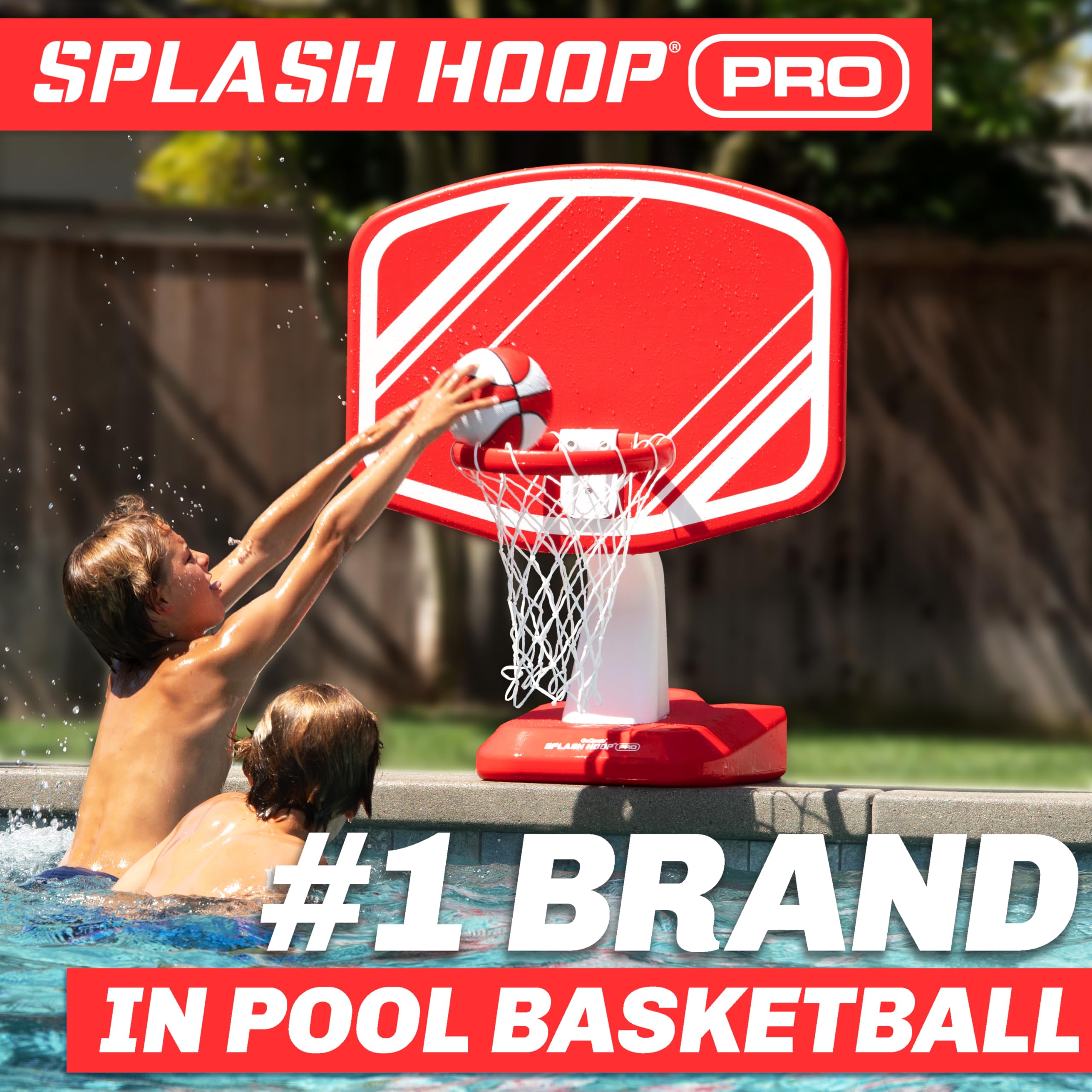 GoSports Splash Hoop Schwimmbad-Basketballspiel, inkl. Poolside Wasser-Basketball-Hoop, 2 Bälle und Pumpe
