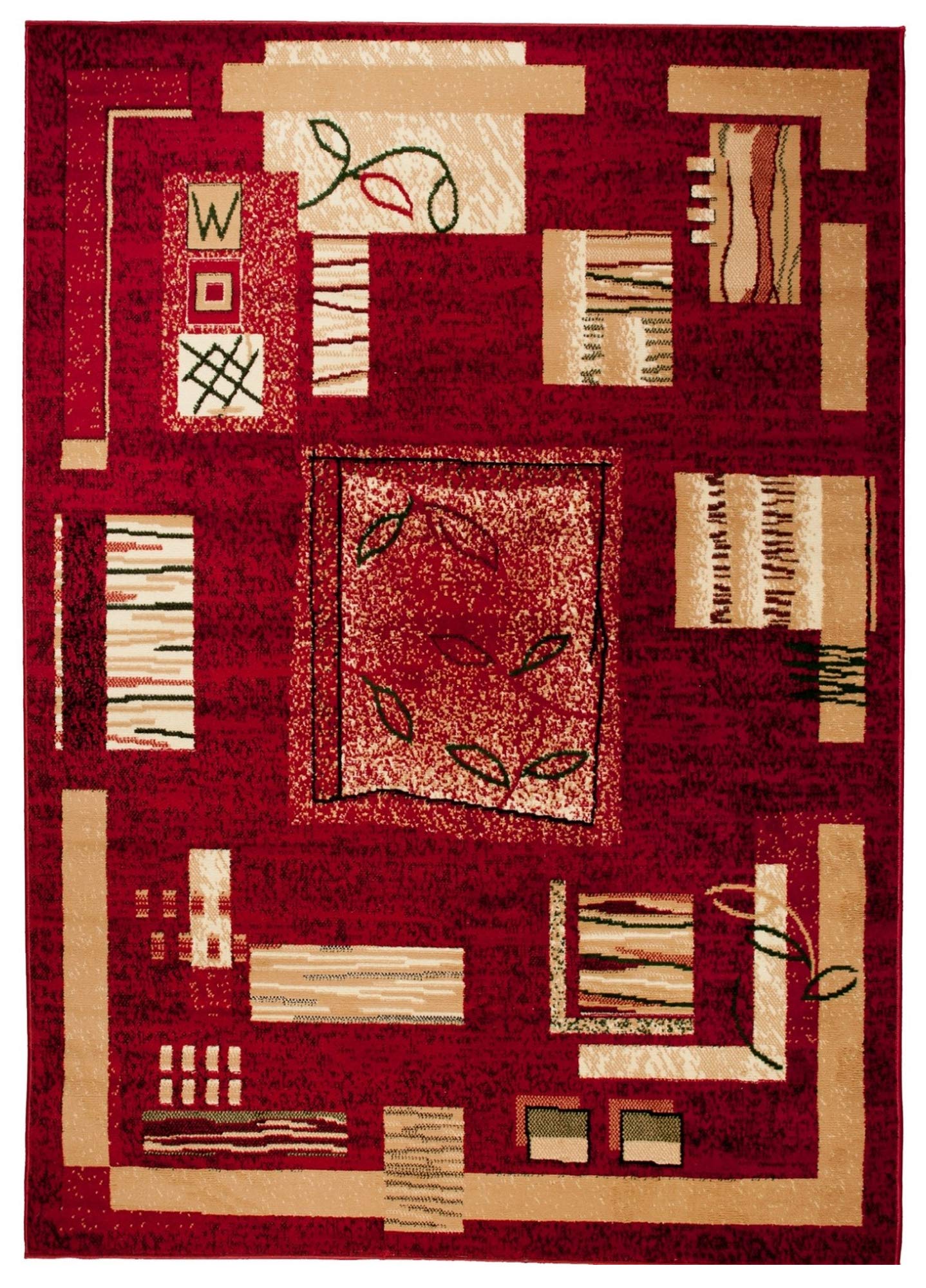 TAPISO Atlas Tappeto Salotto Moderno Pelo Corto Design Astratto Motivo Geometrico Rettangoli tonalità Rosso Scuro Oeko-Tex Soggiorno Sala Camera Ufficio 180 x 250 cm
