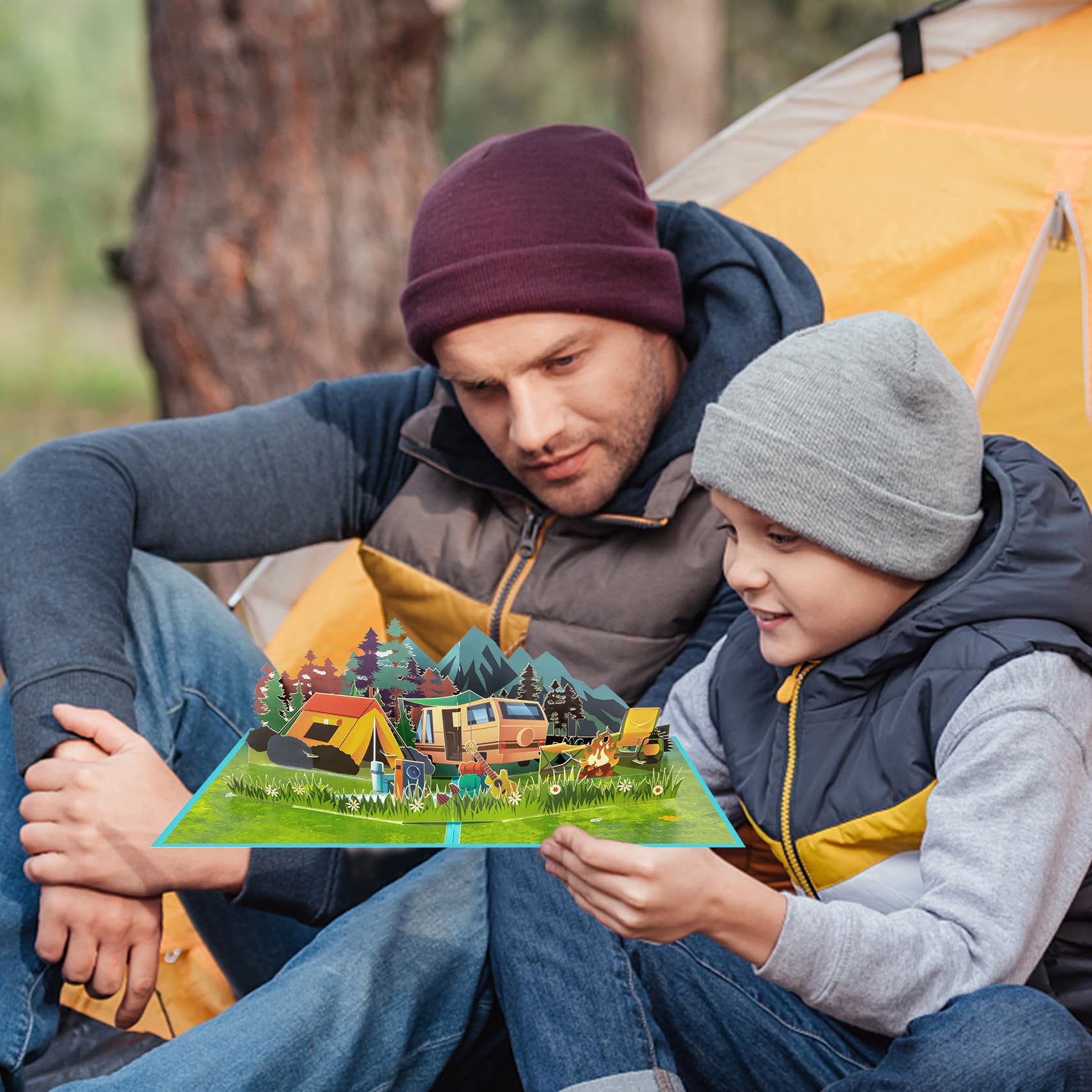 Diese-Klappkarten Biglietto Pop-Up 3D - Biglietto per Auguri Compleanno - Design con Camper - Ideale per Buono Regalo Vacanze Viaggio Ferie