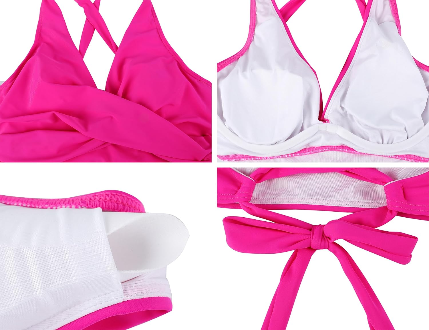 Hilor Women's Underwire Bikini Tops Push Up Criss Cross Swim Top Swimsuit Sexy V Neck Bathing Suit Tops - Image 6