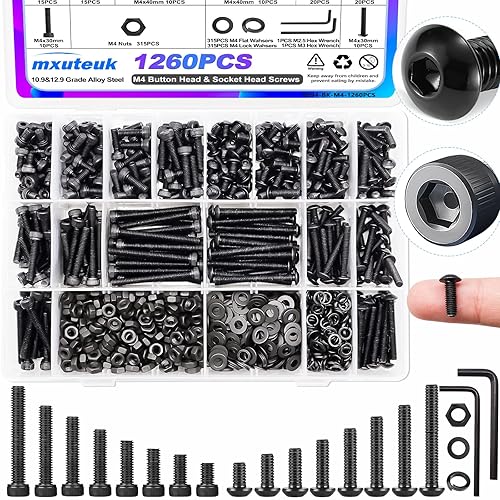 Miniatura 11 de mxuteuk Surtido de tornillos métricos M2 M3 M4 M5, 1084 piezas, tornillos de acero de aleación de grado 12.9, surtido de tuercas y arandelas, kit