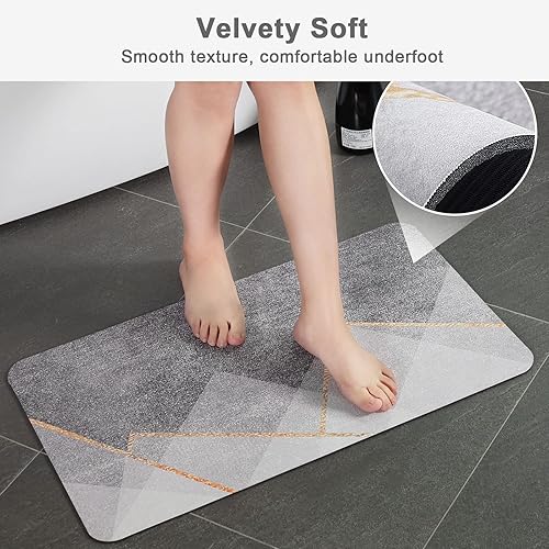 Miniatura 6 de Stiio Tapetes de baño para baño, de 17 x 29 pulgadas, súper absorbentes, de secado rápido, tapetes de baño delgados de goma antideslizante para