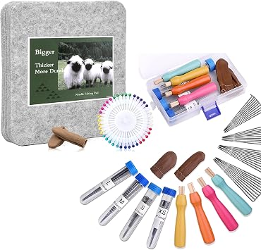 WONVOC Needle Felting Kit, Needle Felting Mat 6x6, 4 Sizes Triangle Felting Needles, Felting Needles Set, Needle Felting Supplies, Needle Felting Tools, Needle Felting Kit for Beginners
