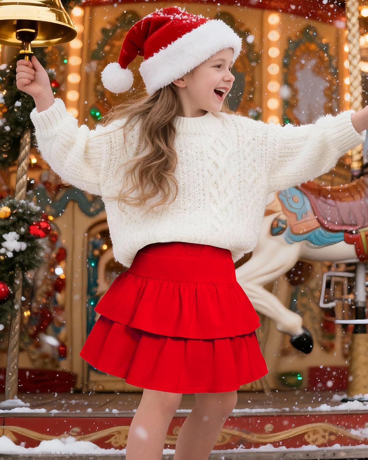 Little Girls Skirts Casual Ruffles Skirt School Uniform Skorts with Pockets for 4-11 Years - Image 6