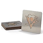 YouTheFan NHL Pittsburgh Penguins Boasters, 4-Piece Coaster Set Stainless Steel, 4 x 4