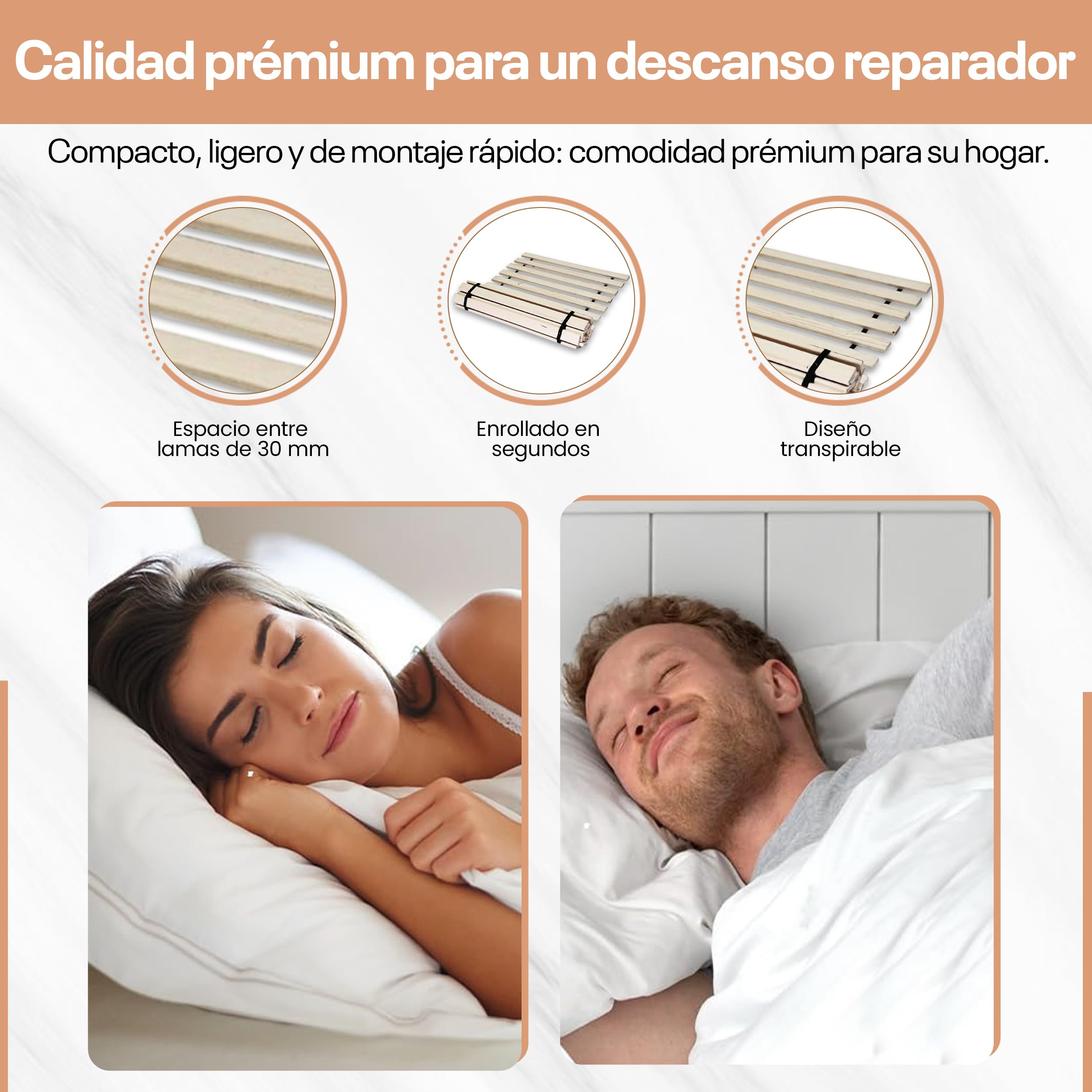 Best For You Roll somier de láminas (10,15 o 20 láminas de madera para todos los colchones – en muchos tamaños 60 x 120 cm – 160 x 200 cm