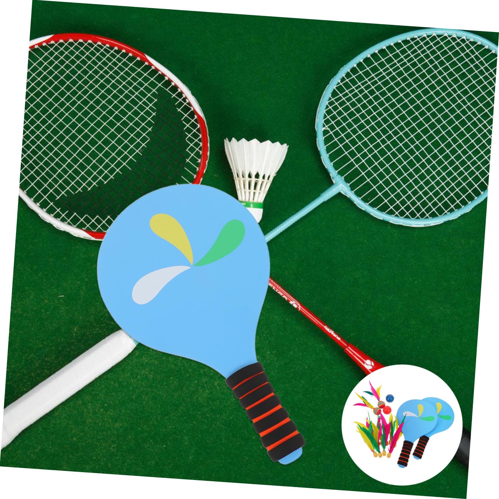 Abaodam Badminton Kit Adulti con Racchette Spesse e Palline Racket Multifunzionale per Beach Paddle Ball e Giochi Leggeri all in Spiaggia Giardino e