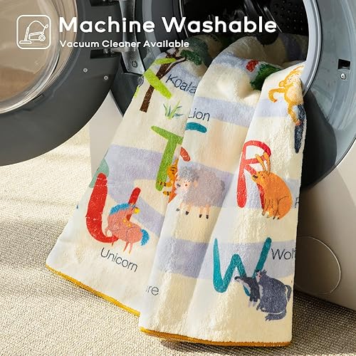 Miniatura 5 de Ashler - Alfombra infantil con alfabeto y animales para sala de juegos, 5.7 x 4.3 pies, alfombra de juego educativa para niños pequeños, alfombra de