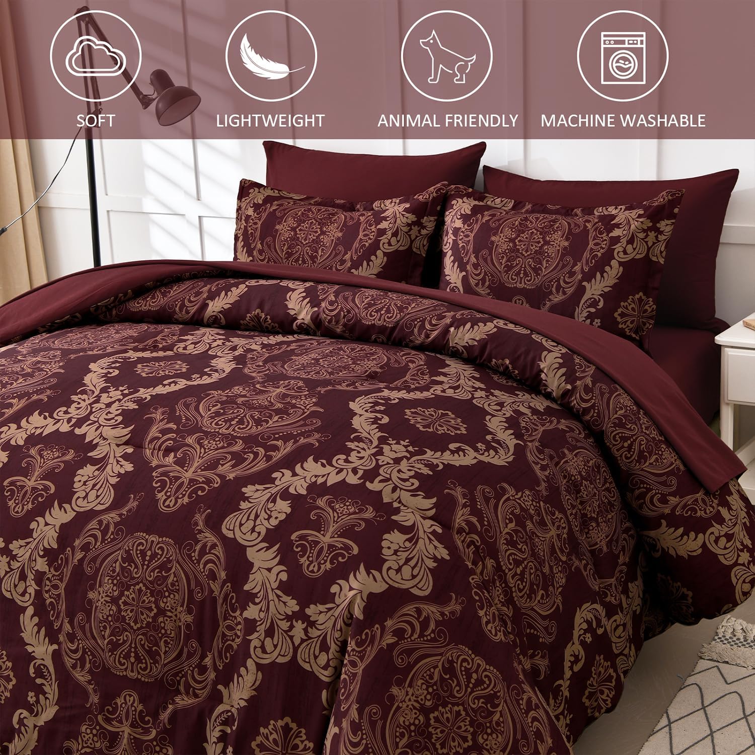 WONGS BEDDING 7-teiliges Schmusetuch Set Damast Schmusetuch Bettgarnitur YS01AB090730F7U-A