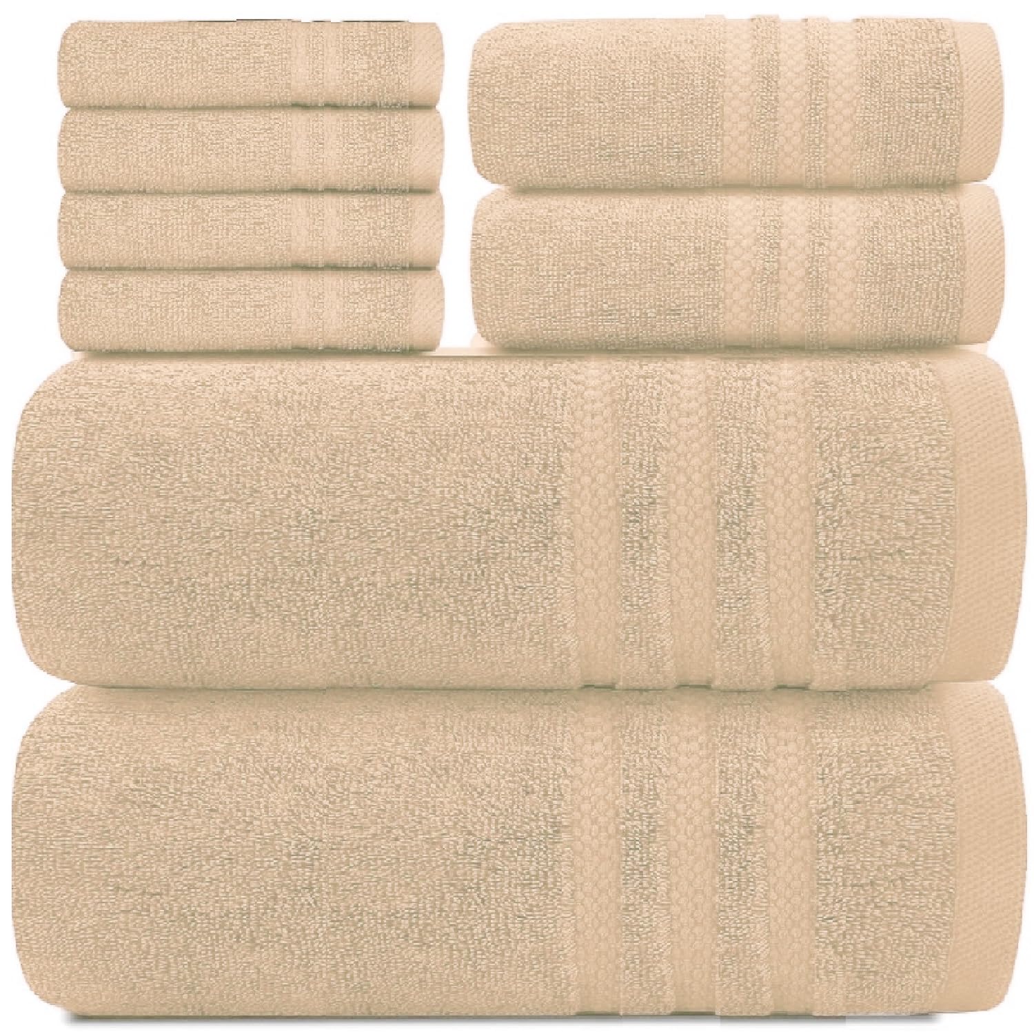 Luxury Towels 800GSM 100% Egyptian Cotton Super Soft Face Hand Large Jumbo Bath Sheets Quick Dry Bath Towels Hotel Quality Bathroom Towels Set (Cream, 2X Face Cloth)