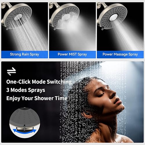 Miniatura 4 de Cabezal de ducha filtrado, cabezal de ducha de lluvia fijo de alta presión de 8 pulgadas con filtro, filtro para ducha de baño (níquel ruborizado)