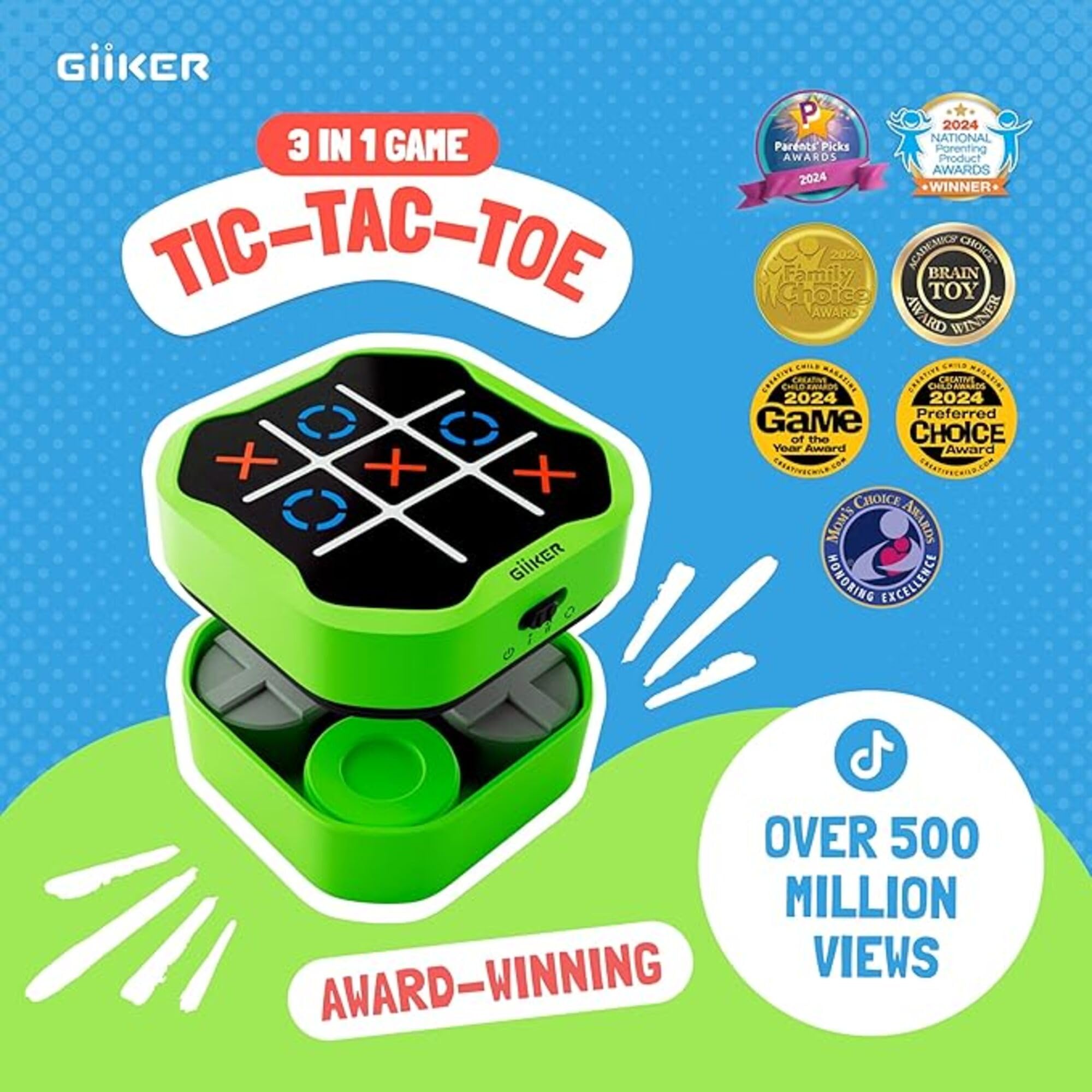 Giiker Tic Tac Toe Bolt Game, console di gioco portatile 3 in 1 originale, giochi da viaggio portatili per viaggi in auto, giochi da tavolo per bambini e adulti