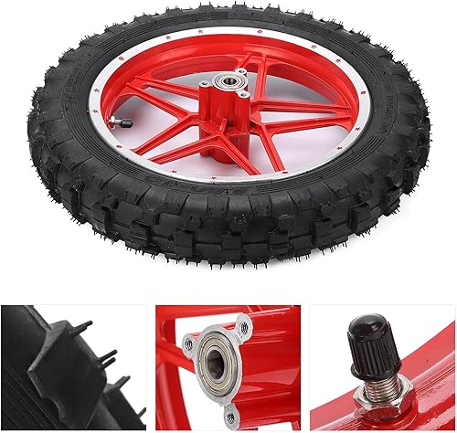 Miniatura 5 de Rueda trasera, neumático de goma Qiilu de 2.5 a 10 pulgadas, metal antideslizante + goma de repuesto para mini moto todoterreno de 47 cc, 49 cc, 2
