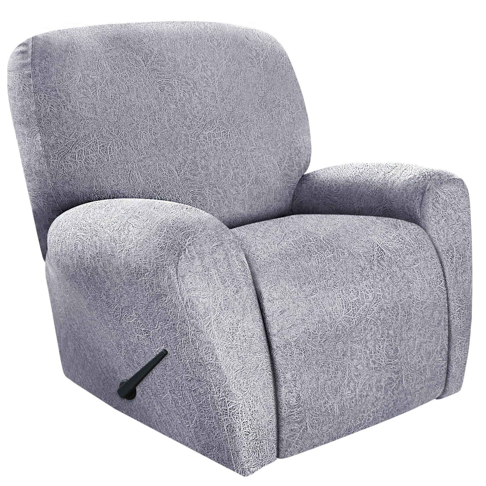 ANARACHON Recliner Chair Covers Leather Look, 4 Pieces Recliner Covers Non Slip, Soft Slipcovers for Large Recliners, Furniture Protector Washable for Pets (1 Seater, 05 White)