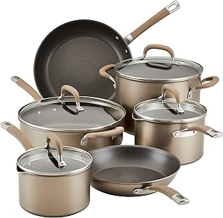 Circulon Premier Professional Hard Anodized Nonstick Cookware Induction Pots and Pans Set, 10 Piece, Bronze