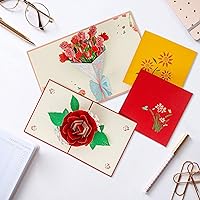 Vista 2 de Cacukap Tarjeta desplegable, tarjetas del día de la madre, 4 tarjetas de felicitación 3D de flores, tarjeta de agradecimiento con sobre, tarjetas