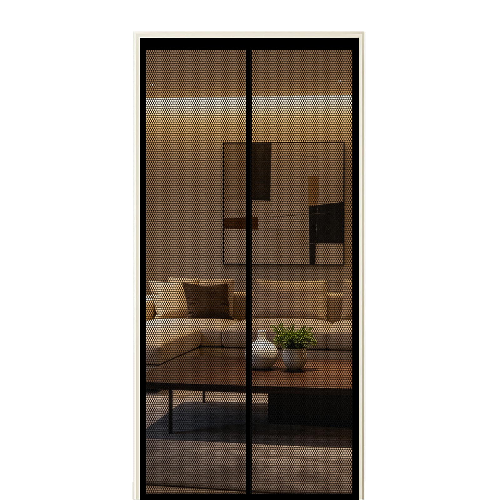 Fly Screen Door 120 x 245 cm Self Sealing Powerful Magnets Auto-Close Insect Curtain with Powerful Magnets & Full Frame Magic Tape Suitable for Patio Doors Balcony Bedroom, Black