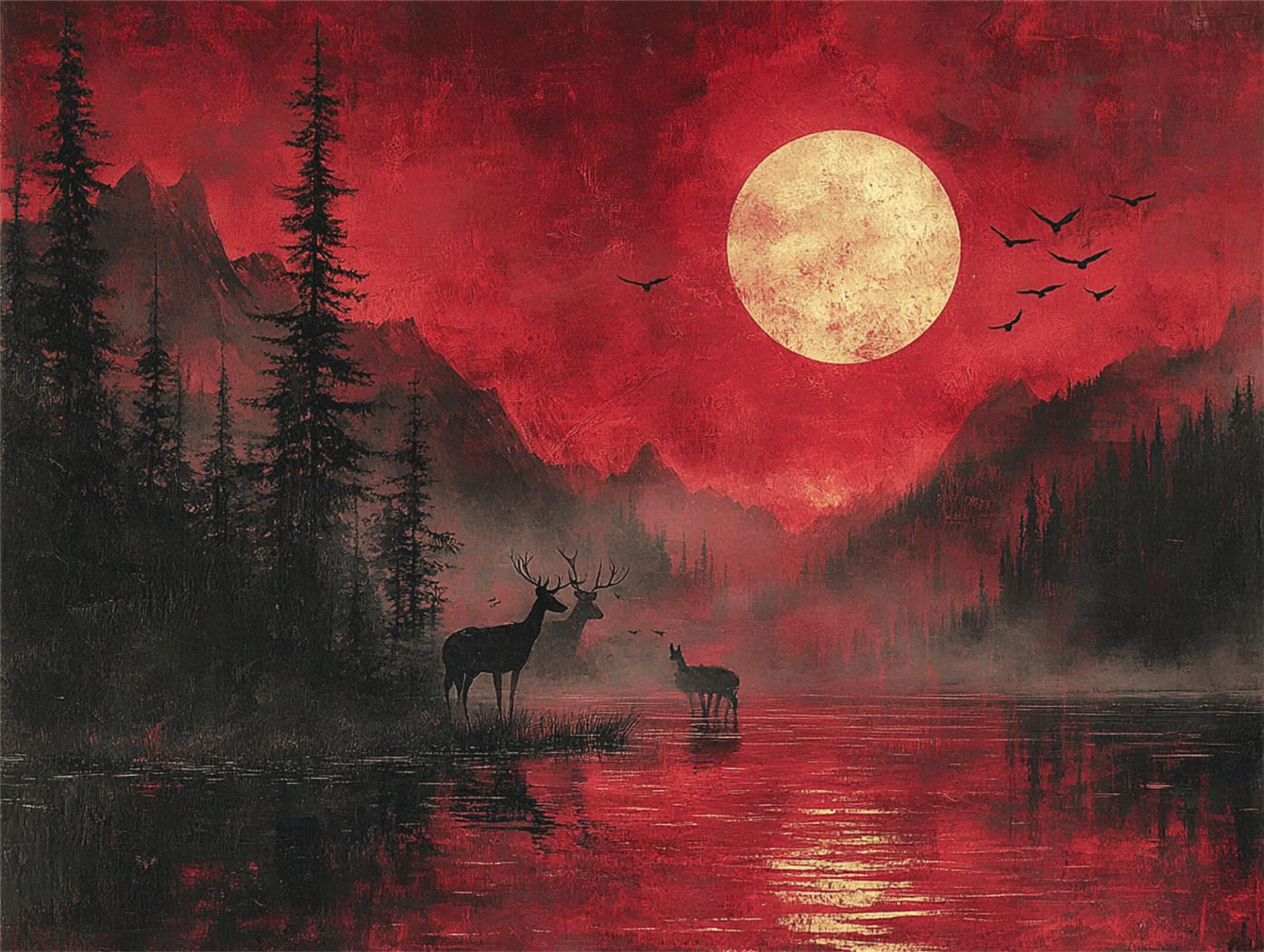 Puzzle 3000 elementów dla dorosłych, gry rodzinne, jeleń księżyc, n-424