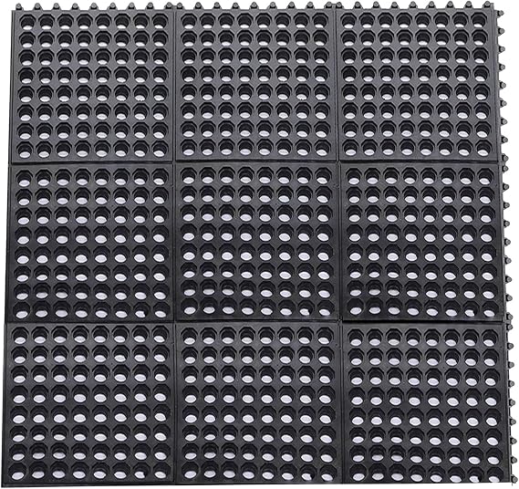 Yesland Anti-Fatigue Rubber Matting, 36 x 36 x 1/2 Inches, Black Dura Chef Anti-Slip Kitchen Mat for Restaurant Bar Floor, Bath Mat for Wet Areas, Garage, Garden Use