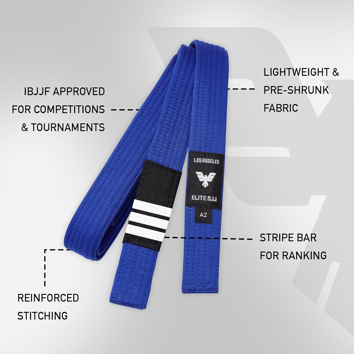 Elite Sports Adults Brazilian Jiu Jitsu Belts for Men & Women,Cotton IBJJF Approved BJJ Belts with Ranking Stripes Sleeve Bar - Image 2