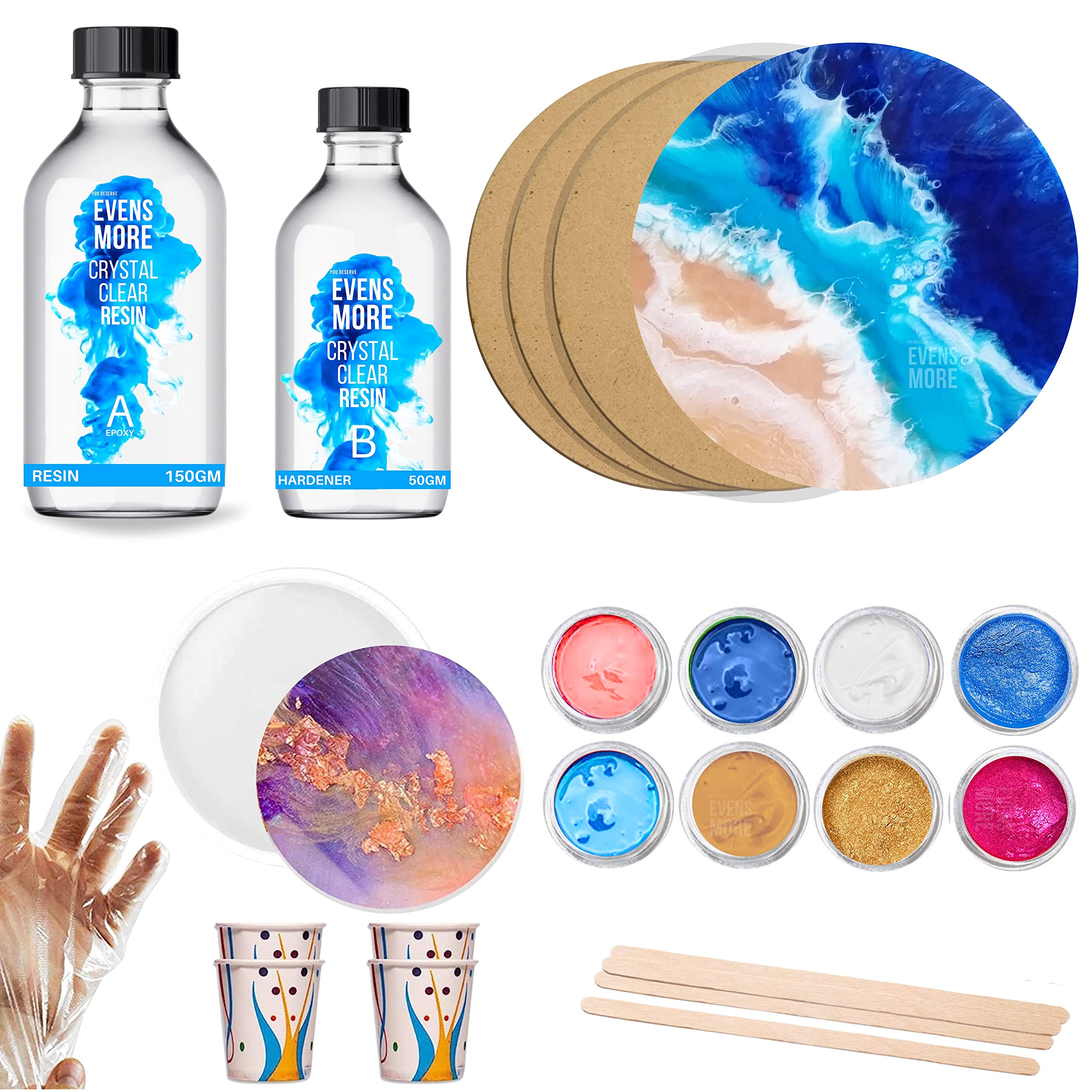 EVENS MORE Diy Resin Ocean Art Kit With 8 Inch Round Mdf With 200Gm Resin And Pigment Mica, Multicolor (B0BVQVVXKP) Amazon Price History, Amazon Price Tracker