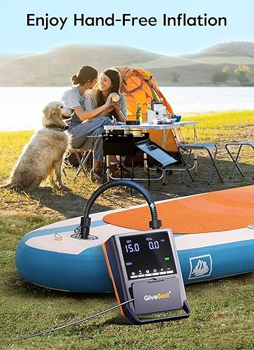 Miniatura 4 de GiveBest Rechargeable Paddle Board Pump, 20 PSI High Pressure and 30% Faster Dual Stage SUP Air Pump with Auto-Off, 3x4500MAH, Inflation and