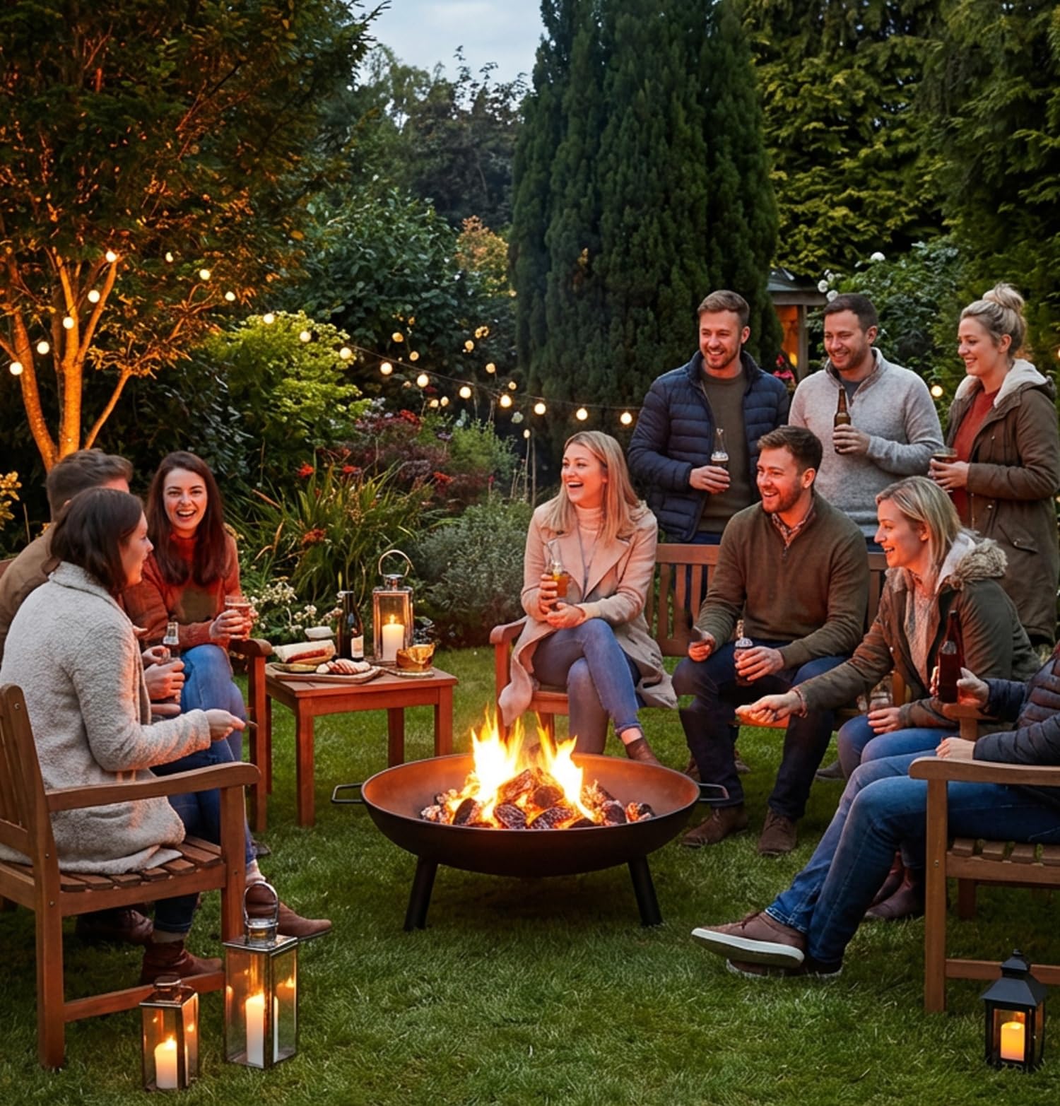 Adler Europe AD 6819 Braciere da Giardino 58cm Braciere in Acciaio per Esterno - per Legna e Bricchette di Legno