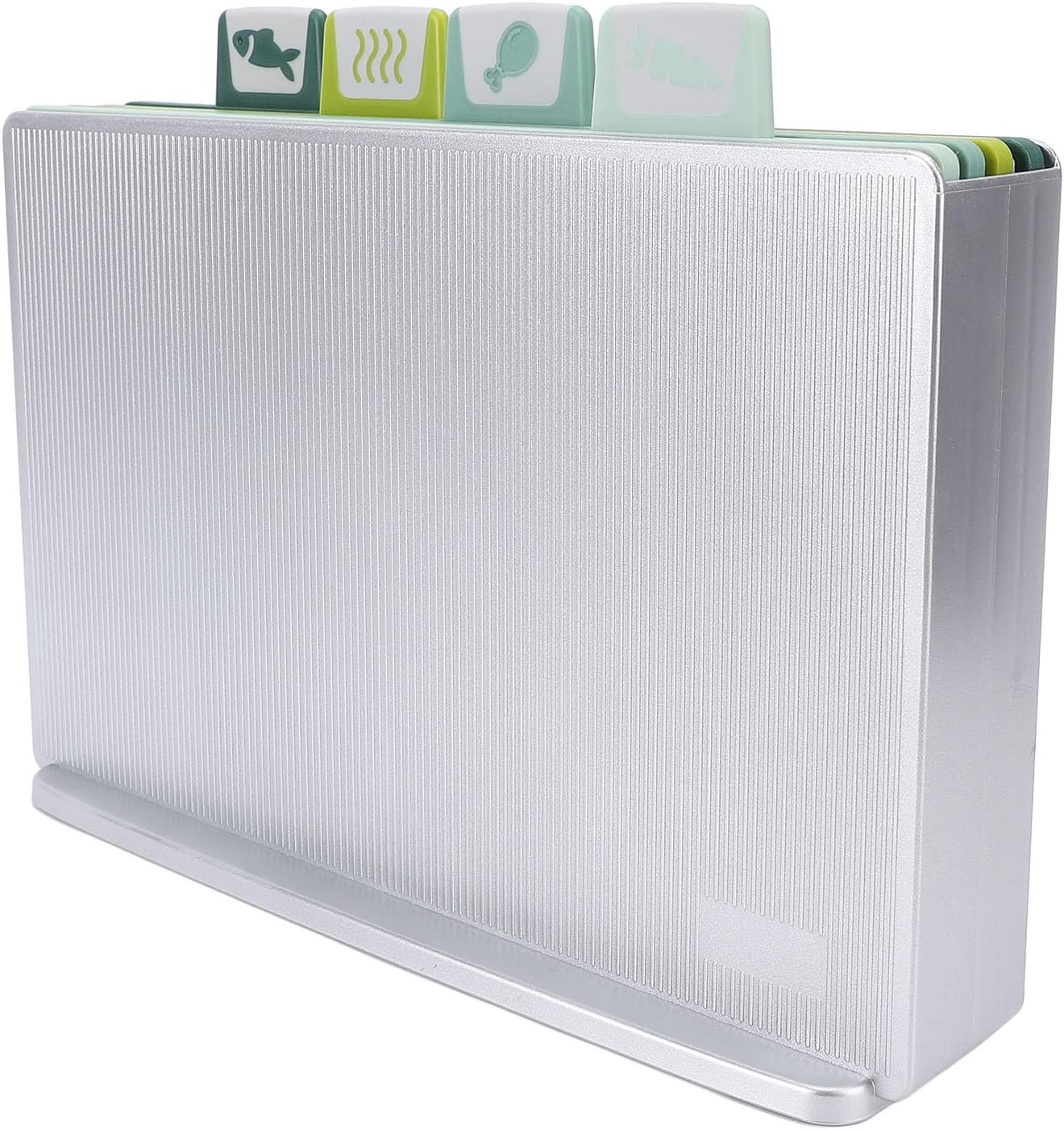 Yctze 4 Piece Color Coded Cutting Board Set, Plastic Chopping Boards, Non Slip Pads Storage Rack Set with Storage Rack, Ideal for Kitchen Food Prep, Meat, Vegetables & Seafood,