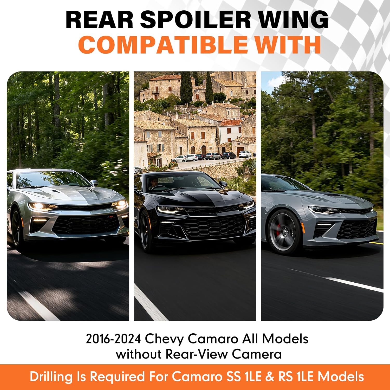 Rear Spoiler Wing Compatible with for Chevrolet Camaro SS RS LT ZL All Models 2016 2017 2018 2019 2020 2021 2022 2023 2024 Without Rear Spoiler Camera (Glossy Black)