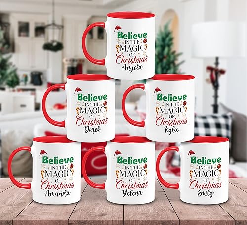 Miniatura 9 de TEEAMORE Tazas de Navidad personalizadas, cree en la magia de la Navidad, regalo de Navidad de cerámica