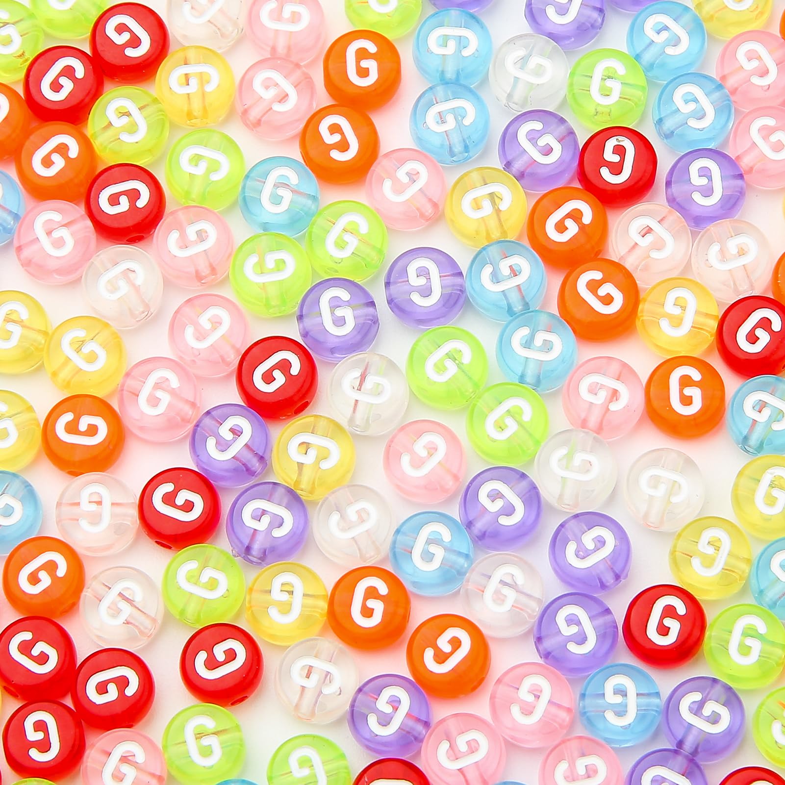 CYEENUT 200Pcs Letter Beads Round Acrylic Alphabet Beads Letter G Beads Transparent Color Letter Beads Single Letter Beads for Jewelry Making Bracelets (G)