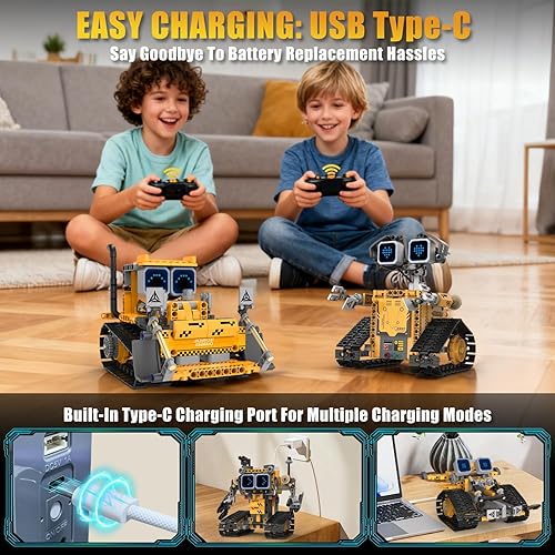 Miniatura 7 de Gohero Kit de construcción de robot, juguetes STEM 5 en 1 para niños de 8 a 10 años con control remoto y aplicación, kits técnicos de robótica con