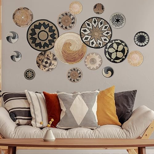 Vista 19 de Glenmal 18 calcomanías de pared de cesta bohemia, calcomanías de pared redondas, decoración moderna, calcomanías de decoración para despegar