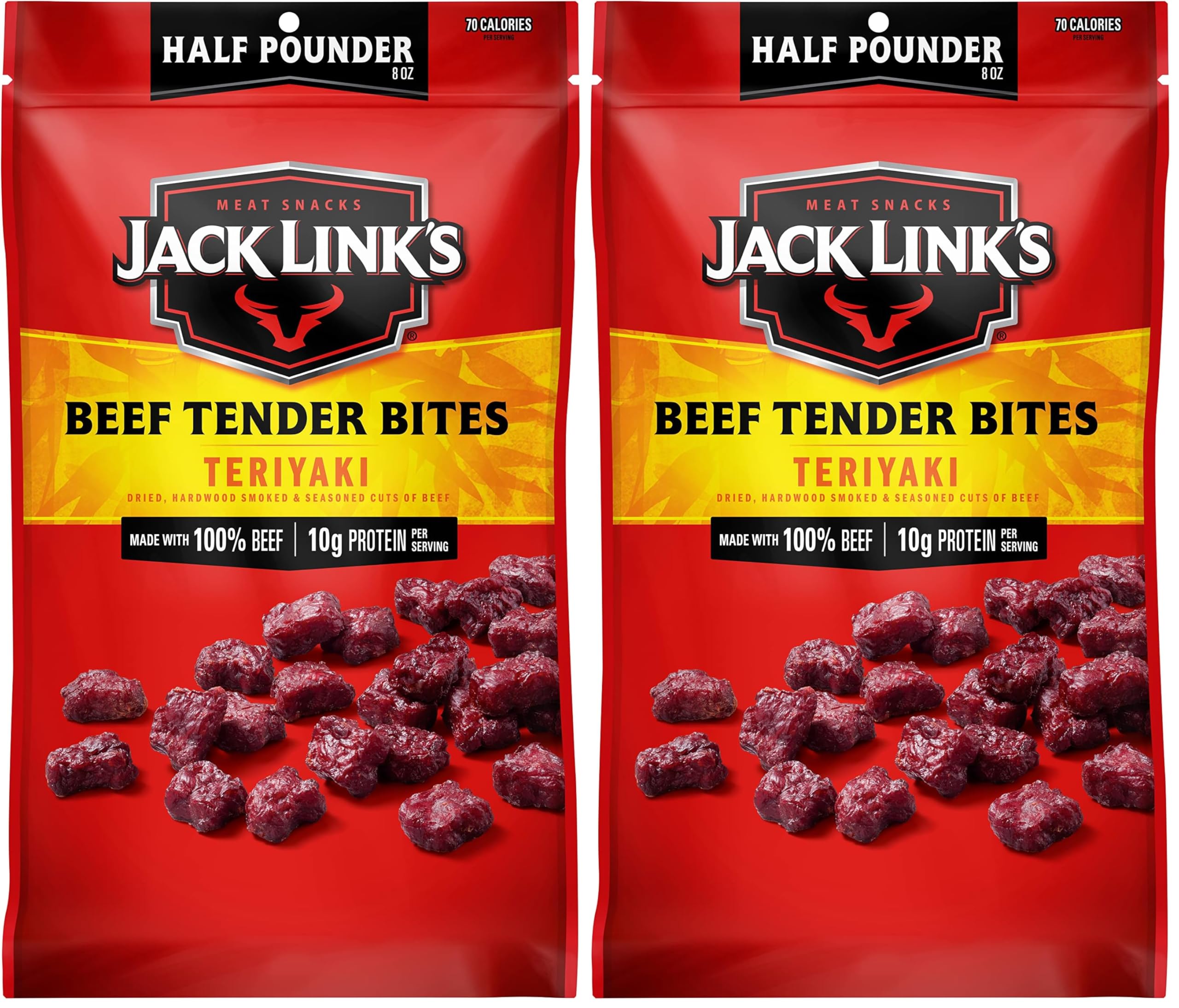 Beef Tender Bites, Teriyaki, ½ Pounder Bag - Flavorful Jerky Snack for Lunches, 10g of Protein and 70 Calories, Made with Premium Beef - No Added MSG or Nitrates/Nitrites (Packaging May Vary)