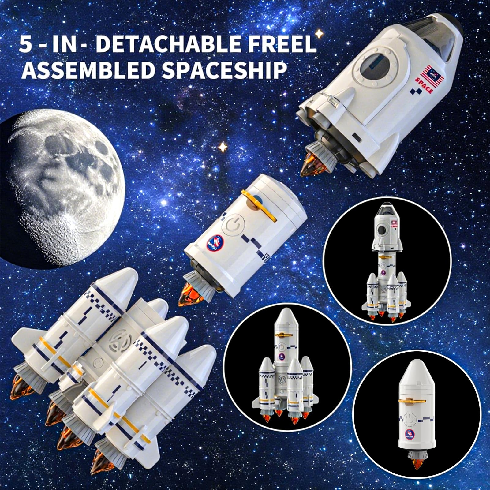 BLmukce Space Rocket Toys, STEM Launch Set including Light/Sound/Smoke - Image 3