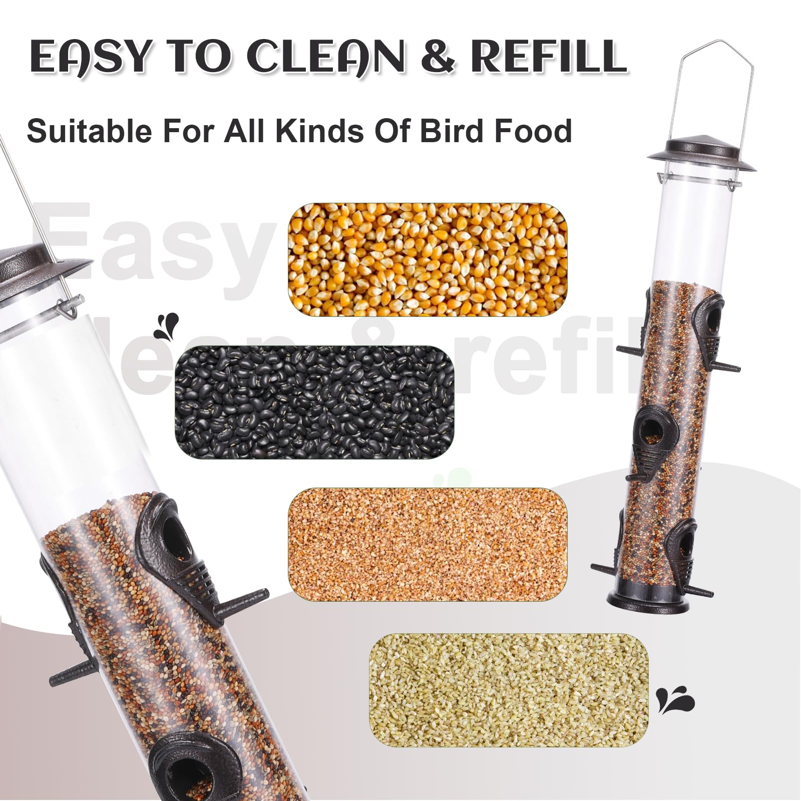 MIXXIDEA Metal Tube Bird Feeders for Outdoors Hanging Bird Feeders for Outside Wild Birds Feeder 6 Ports Hanging Bird Feeder Attract Birds in Your Lawn - Image 4