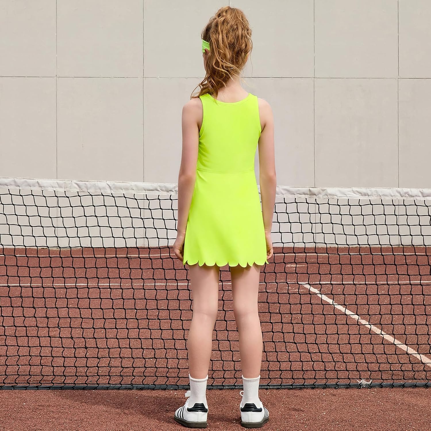 Girls Tennis Dress Sleeveless Pickleball Athletic Dress Golf Outfit with Detachable Built-in Bra & Shorts Pockets