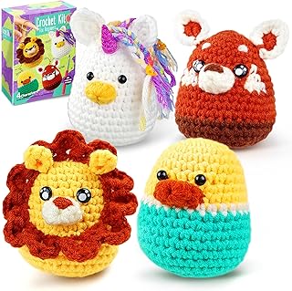 CozyBomB Crochet Kit for Beginners | Learn to Crochet Starter Kit for Adults, DIY Crochet Animal Amigurumi Knitting Kit, Step-by-Step Video Tutorials, Christmas Birthday Holiday Gift for Adults Teens
