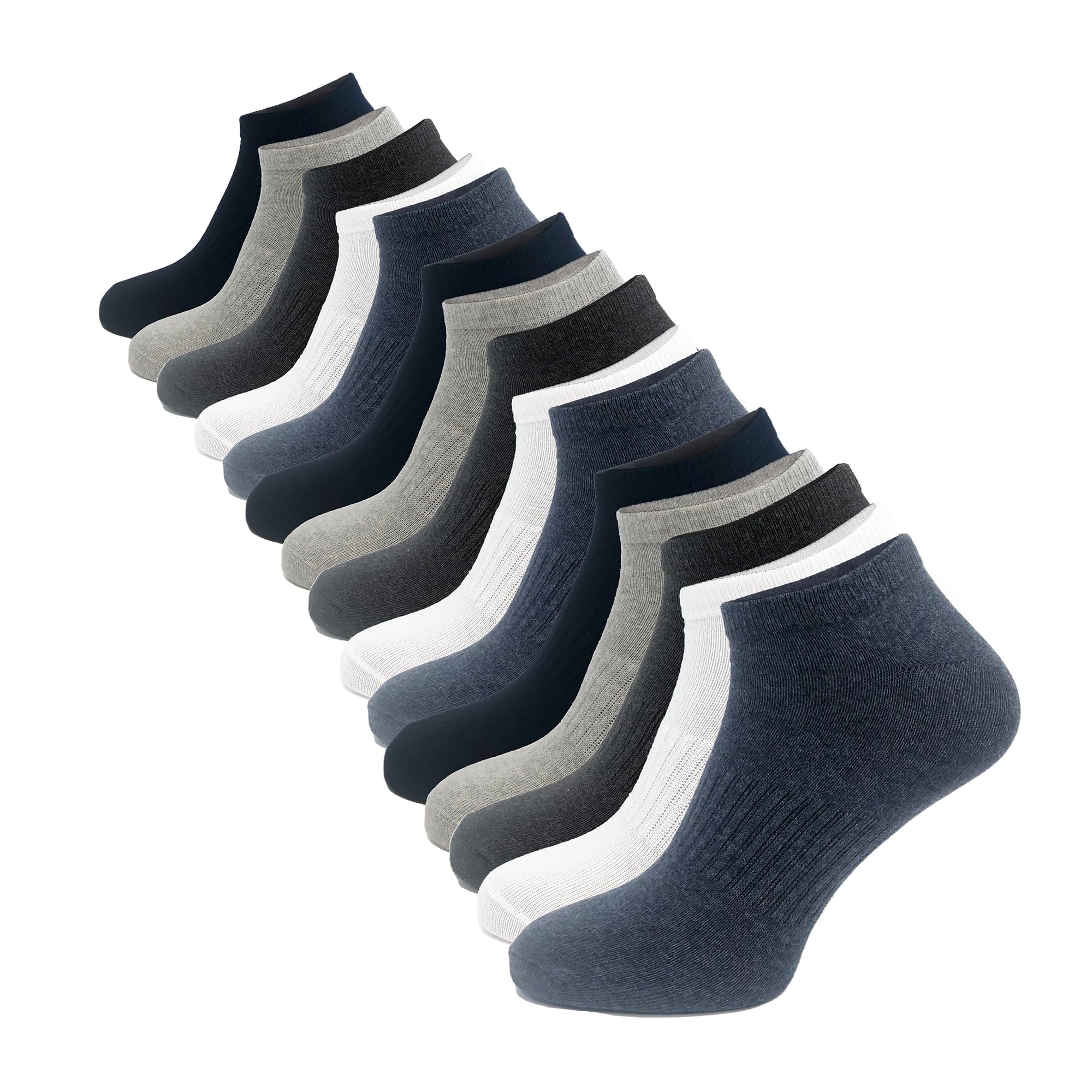 The Essentials WardrobeMens Socks Trainer Liners 15 Pairs Ankle Socks Cotton Black White Low Cut Sports