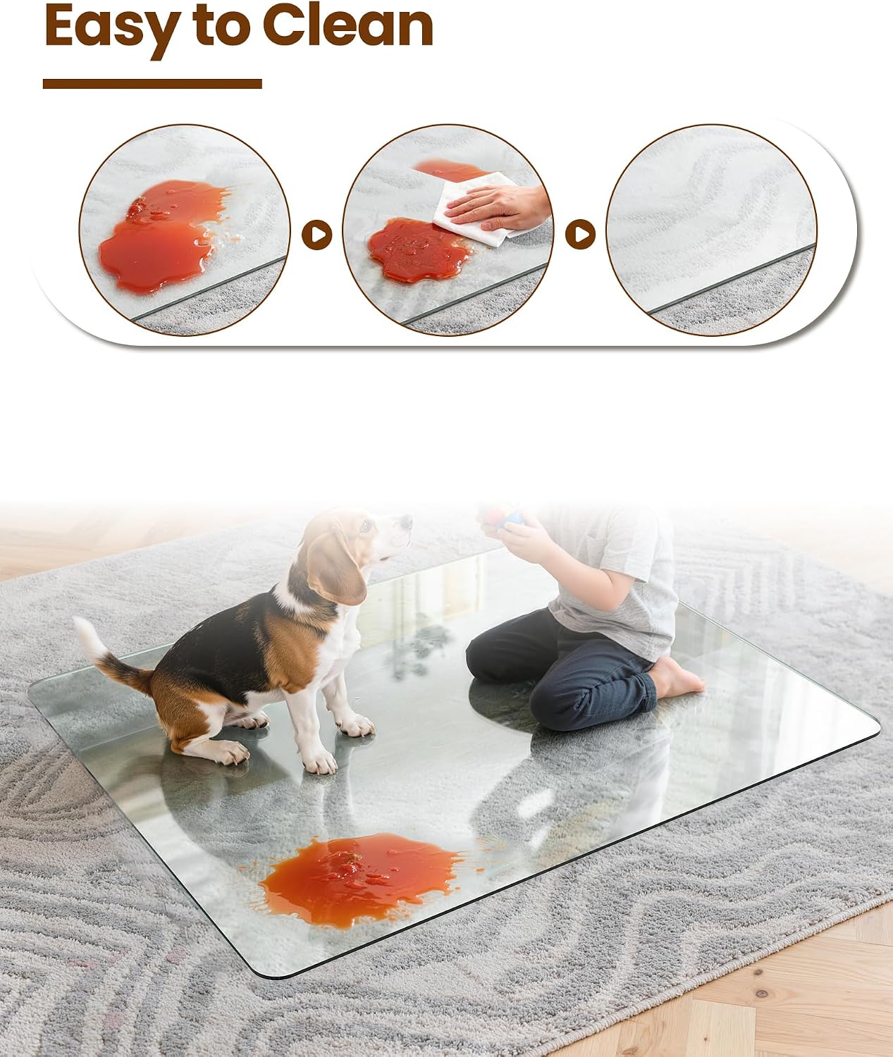 [Tempered Glass] Office Chair Mat for Carpet, Desk Mats 36"x45"1/4" Thick Clear Heavy Duty Glass Rolling Computer Chair Protector, Easy Glide Floor Desk Mats for High Pile Carpet