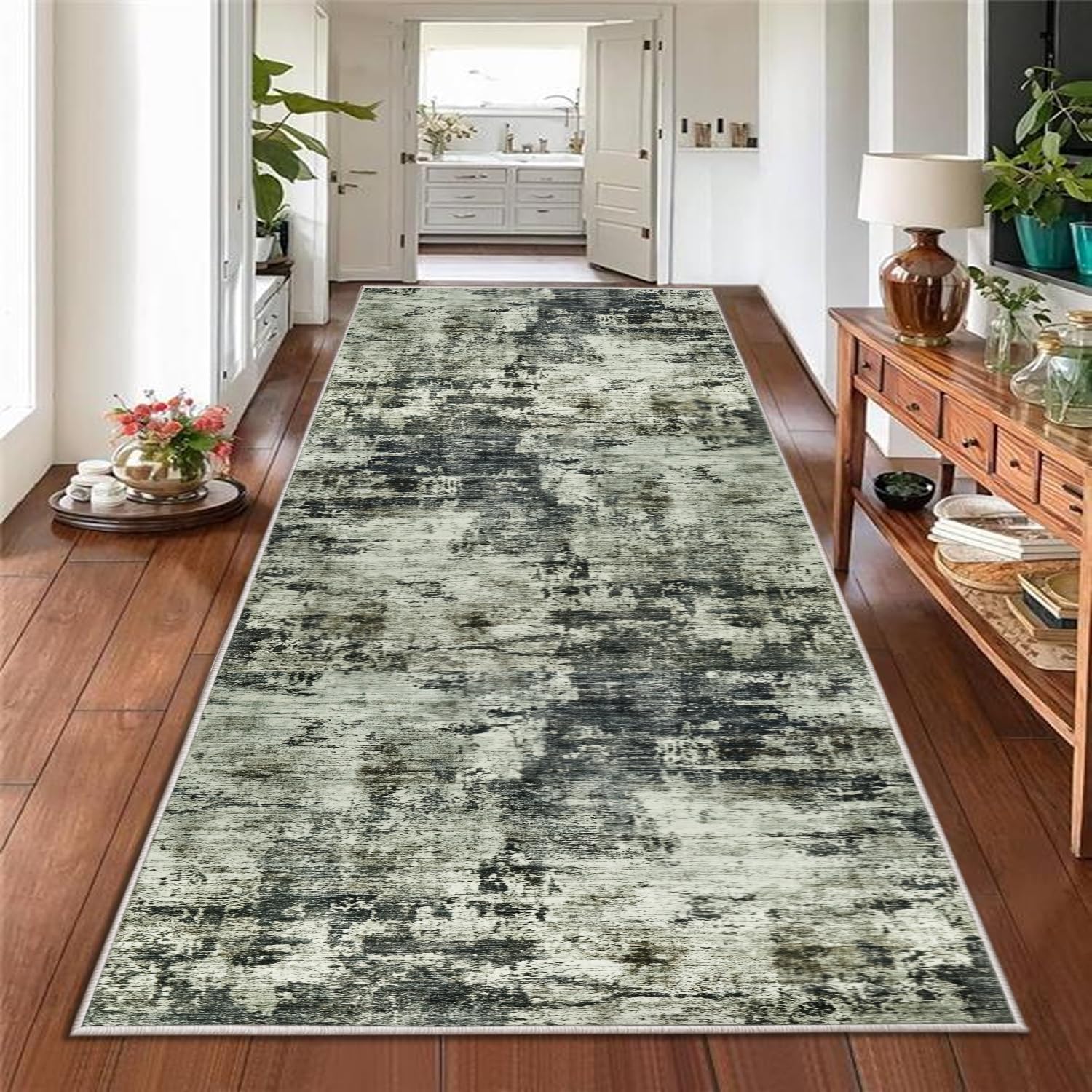 Hafaa Carpet Runners for Hallway Non-Slip Entryway Washable Bedside Red Rugs for Bedroom 60x110 cm – Easy to Clean Floor Carpets for Living room, Lounge (Frost)