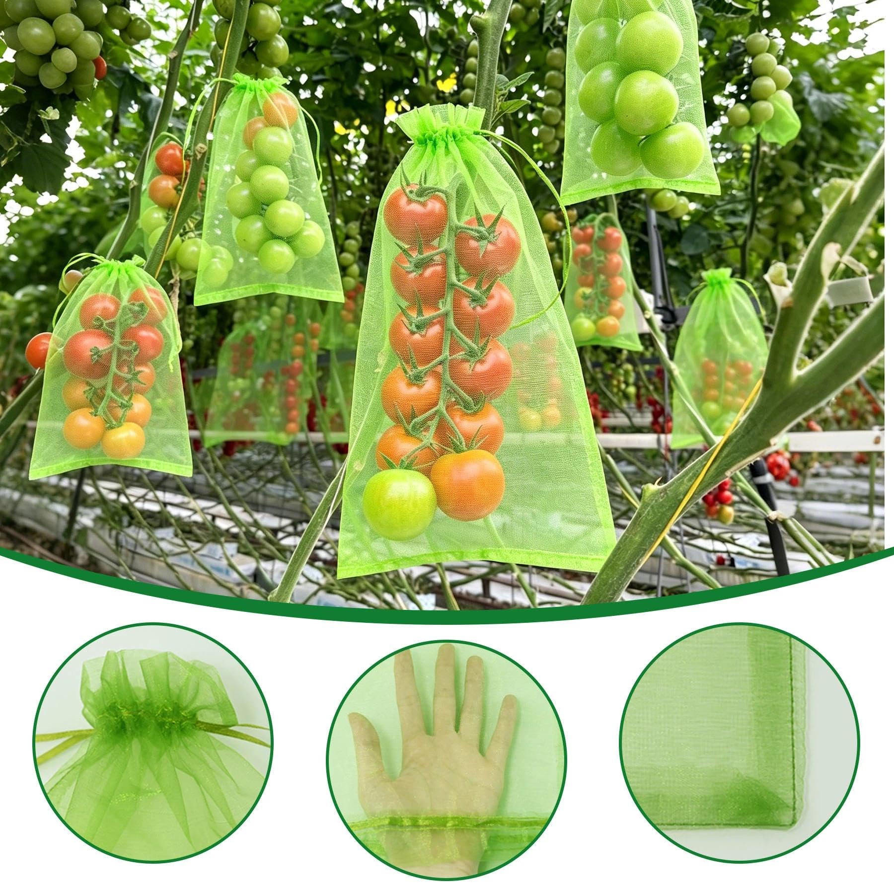 Sac Protection Fruits 40x30cm 50 pièces Sachet Protection Raisin Respirant Cordon Serrage