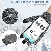Vista 8 de Achiou Guantes de invierno para hombres y mujeres, guantes para pantalla táctil, gel de silicona antideslizante grueso mejorado, forro térmico