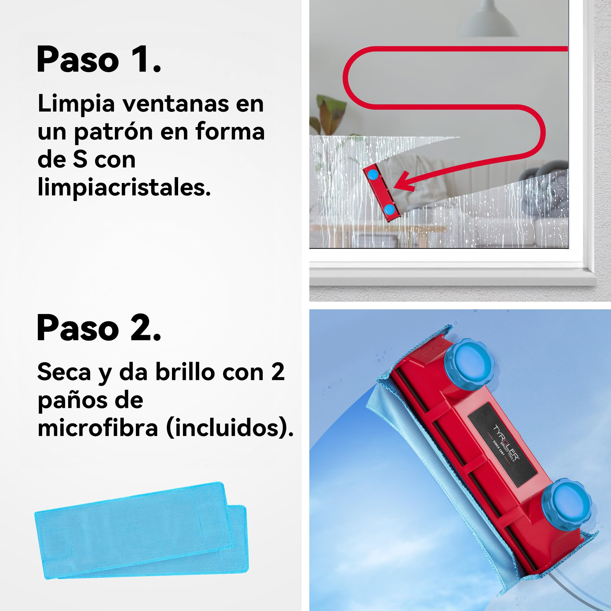 Tyroler Glider D3 AFC Limpiacristales Magnético Doble Cristal 2-28mm | | Se Adapta a Ventanas de Cristal Simple y Doble de 2-28 mm | Limpia Ventanas Magnético | Limpiador de Cristales Magnético