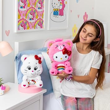 Care Bears Hello Kitty Loves Cheer Bear 10 Collectible Plush 2-Pack - Soft, Huggable Material!