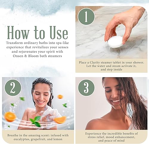 Miniatura 6 de Onsen & Bloom Vitality - Vaporizadores de ducha para aromaterapia, bombas de ducha de menta con aceites esenciales, vaporizadores de ducha para